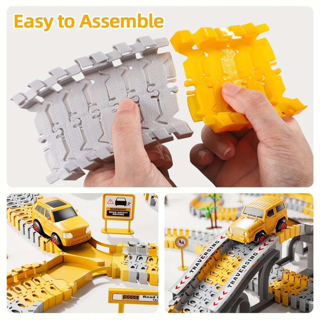 [Christmas Birthday Easter Gift] BABY HOME 236pcs Race Track Car Toy Set for Aged 3+, Track Splicing & Racing, Engineering Construction Style Track Racing, STEM Project Preschool Education, Christmas Birthday Easter Gift