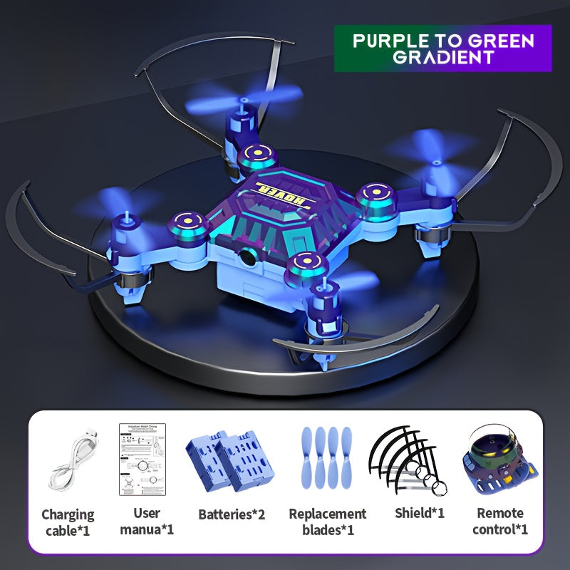 2 Rechargeable Batteries, Quadcopter Hovering, Watch Storage, Mini Quadcopter Remote Control Aircraft, Beginner's Gift Affordable Indoor And Outdoor Drone, Christmas Halloween Gifts for Boys And Girls