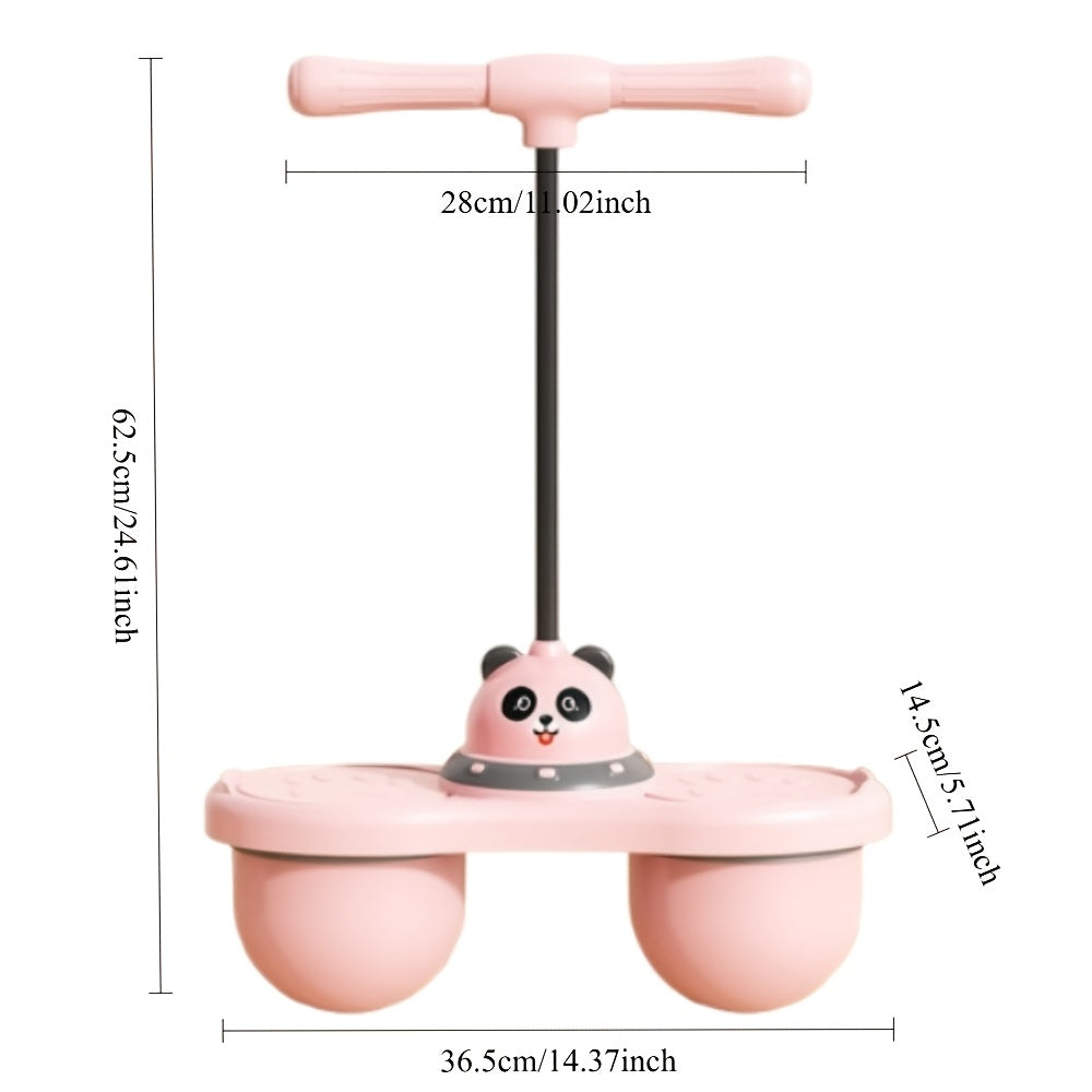 Cartoon Panda Jumping Ball Toys Double Ball with Handle Kids' Bouncy Ball Durable Adjustable Grip Outdoor Bouncing Ball, Send Gas Cylinder And Gas Needle