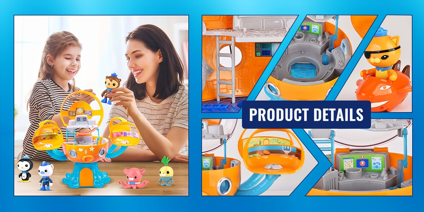 Octonauts Toys Octopod Castle Adventure Playset Action Figure Model Toy for Kids Christmas, New Year, Birthday Gift (Chinese Version)