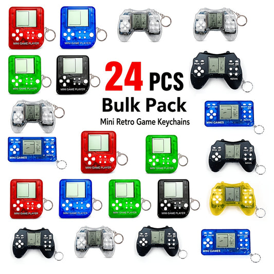 24/18/12/6pcs [Game Keychains] Mini Game Keychains | Video Game Party Favors for Kids, Boys' Birthday Supplies Gaming Party Favors Classroom Prizes Random Color