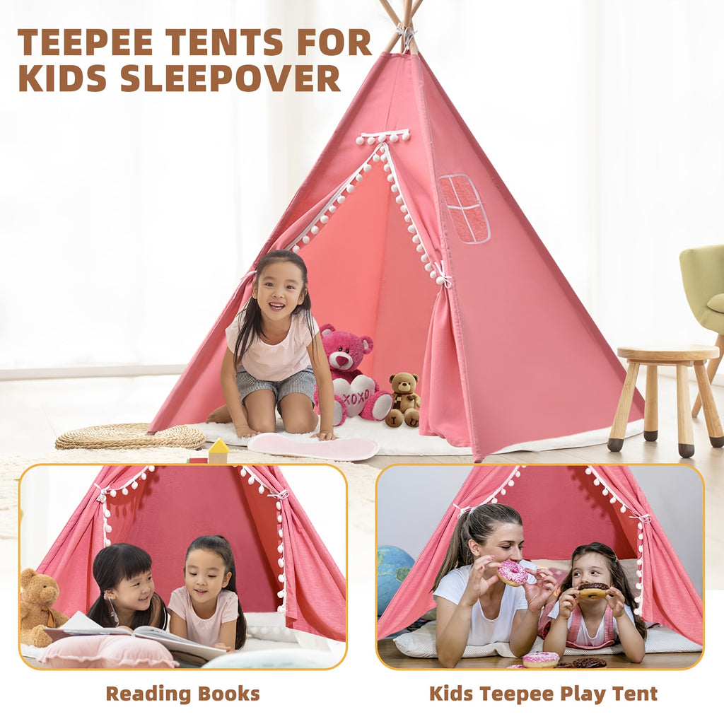 Teepee Tent, Indoor/Outdoor Play Tent Suitable for Nordic Conical Family Princess Small House, Washable Tent for Birthdays And Holidays, Christmas And Halloween (Without Padding)