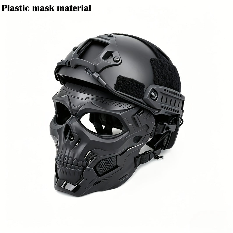 FAST Tactical And Skull Mask Set with Enhanced ABS, Adjustable Knob for CS Paintball Outdoor Activities Maximum Protection for Paintball, Hunting!Cosplay Photo Props, Bar Club Rave Party Supplies, Gift & Collection, Halloween Music Festival