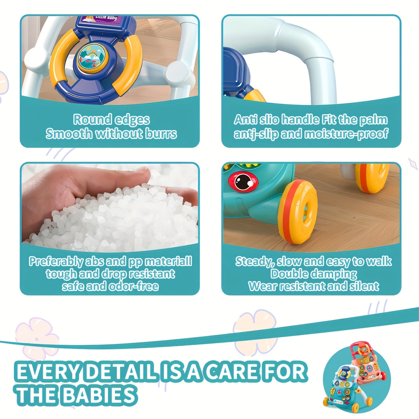 Baby Walker Toy with Music & Anti-Rollover Safety - Multi-Function Toddler Learning Toy for Early Walking Development, Educational Baby Gear, Engaging Activity Center, Sturdy Push Handle