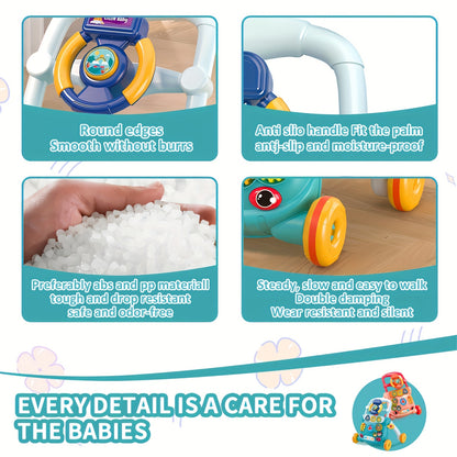 Baby Walker Toy with Music & Anti-Rollover Safety - Multi-Function Toddler Learning Toy for Early Walking Development, Educational Baby Gear, Engaging Activity Center, Sturdy Push Handle