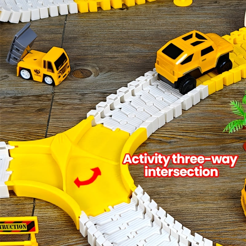 [Kids' Birthday Gifts] Tong Li Kids' Versatile Track Car Toys, Engineering Track Set, 3-8 Kids' Birthday Gifts Creative Building Electric Track Cars, Assembled Track Cars, Track Obstacle Challenge Cars, Train & Race Car Track Model Cars, High-Speed Track
