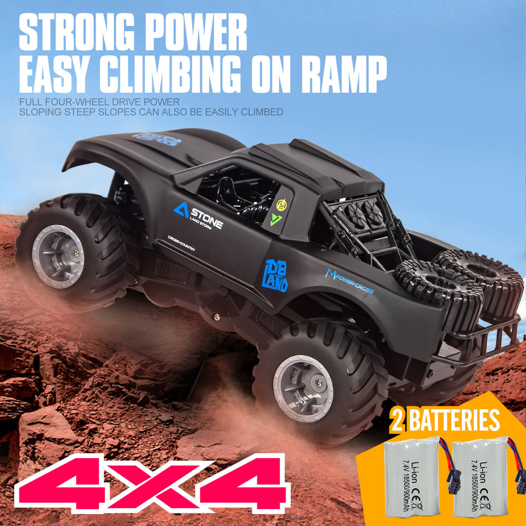 RC Trucks 4x4 Offroad Waterproof 1:16 Amphibious Remote Control Car with 2 Rechargeable Battery 4WD All Terrain Monster Truck RC Car for Boys 4-7 gift present