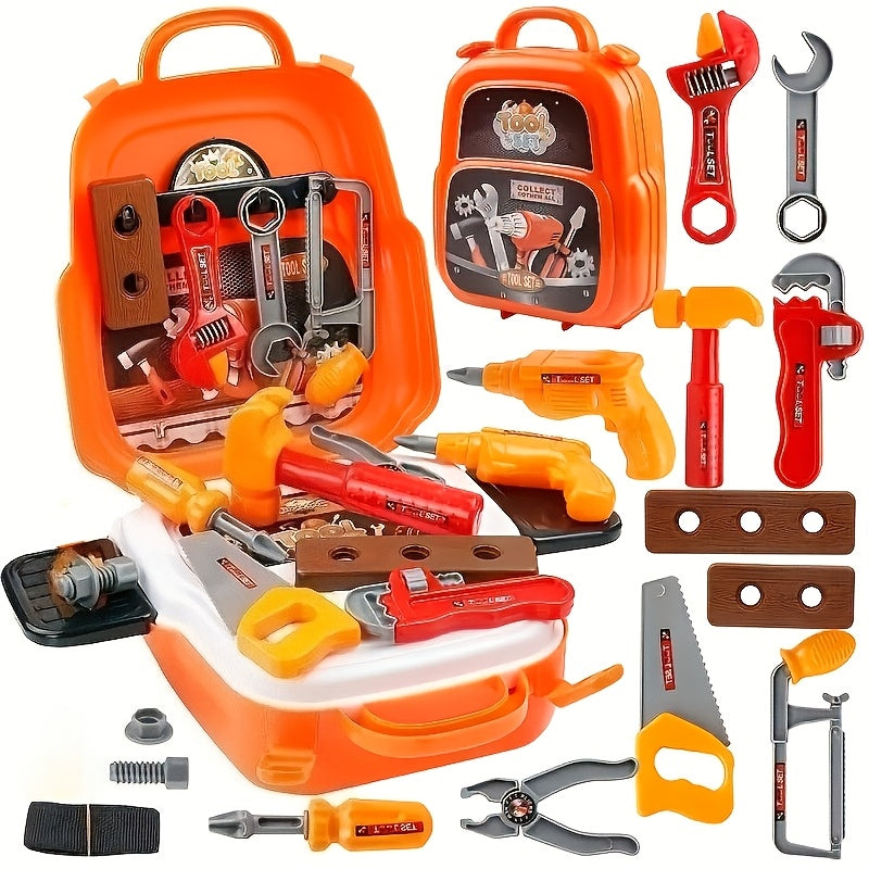 A 22pcs Toy Backpack Set Designed for Boys, Featuring Pretend Home Repair Tools. Perfect for Christmas And Halloween Gifts, on for Toys