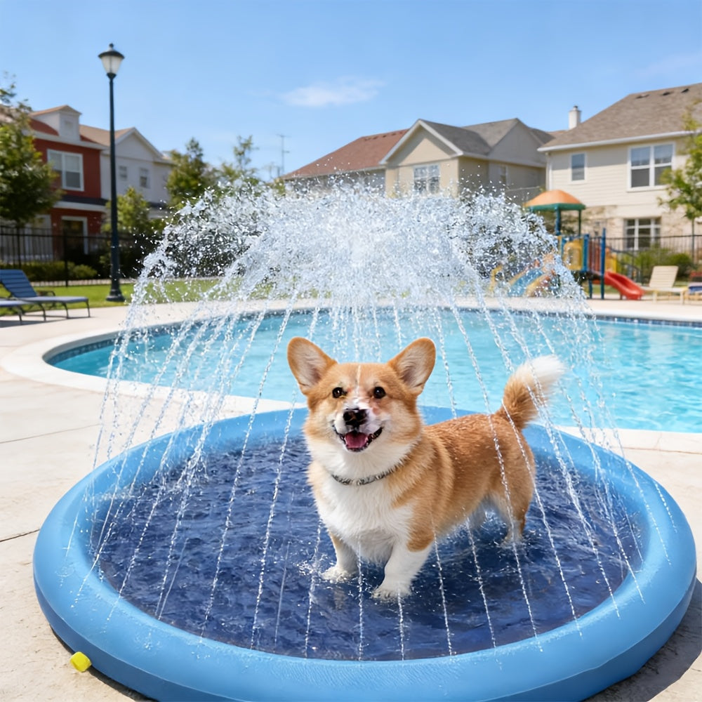 Extra Thick Splash Pad for Large Dogs, 0.6Mm Non-Slip Durable Dog Sprinkler Pool & Cooling Mat, Heavy Duty Summer Outdoor Water Play Fountain for Jumbo Breeds