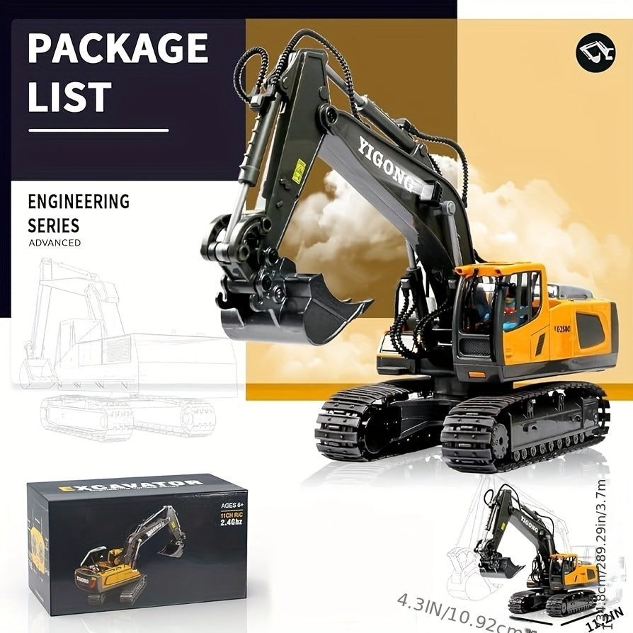 Remote Control Excavator, Bulldozer, Dump Truck, Loading Truck, Toy Set, Single Or Multiple Combination Set, Boys' Model, 1200mAh Remote Control Excavator Toy With Metal Shovel And Light, Suitable For Boys Over 6 Years Old