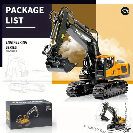 Remote Control Excavator, Bulldozer, Dump Truck, Loading Truck, Toy Set, Single Or Multiple Combination Set, Boys' Model, 1200mAh Remote Control Excavator Toy With Metal Shovel And Light, Suitable For Boys Over 6 Years Old