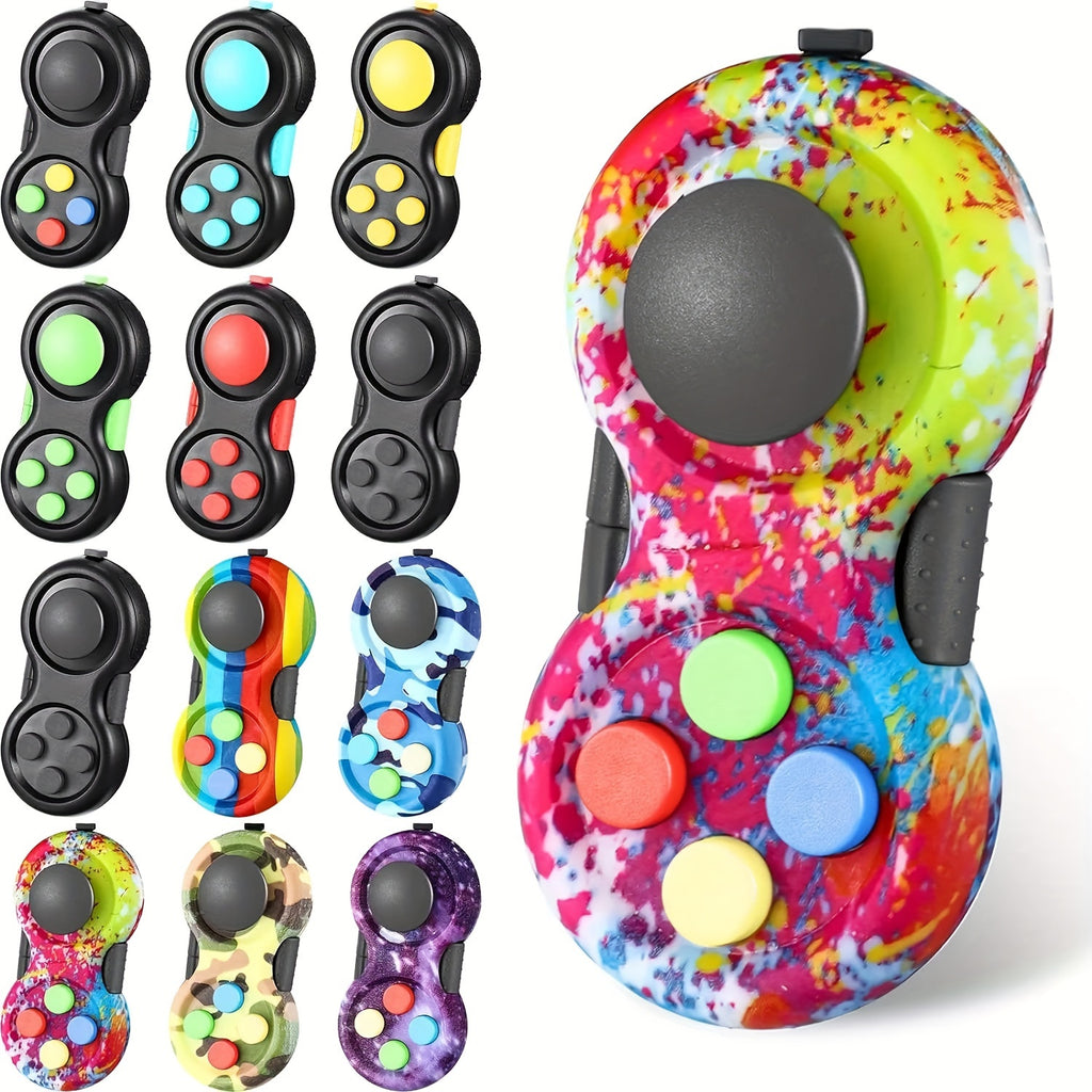 3pcs Retro Classic Handheld Fidget Controllers - Vibrant & Fun Relax Toys with 8 Fidgeting Options, Clickable Buttons, Game Joystick, and Massage Roller in Assorted Colors