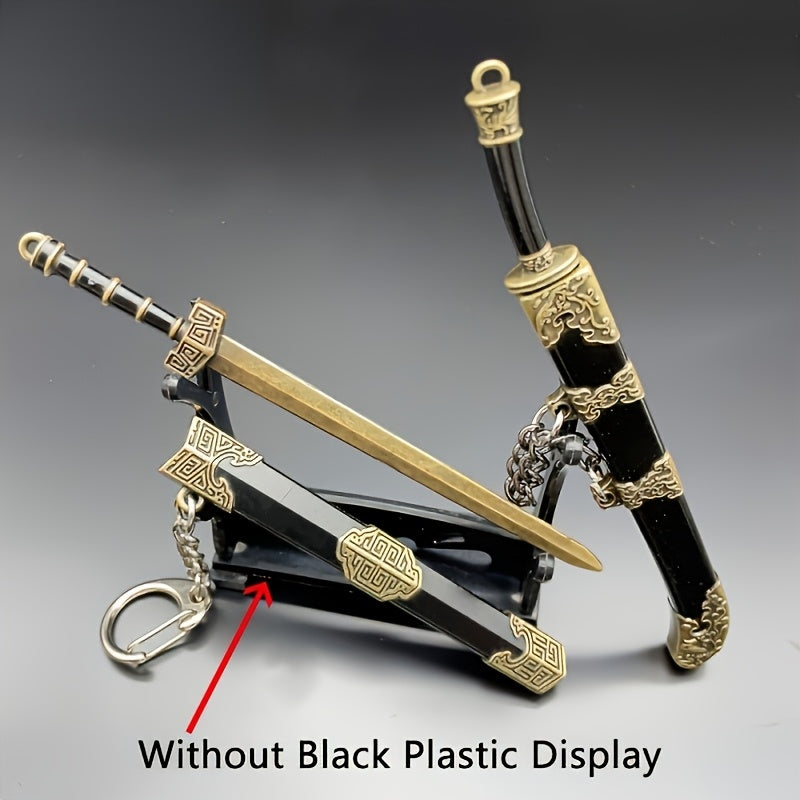 7pcs Miniature Metal Swords Set, Ancient-Inspired Toy Pendant Collection, Military Theme, Durable Metal Construction, Ideal Gift For Game & Anime Enthusiasts, Ages 14+ (Sheath Included, No Display)