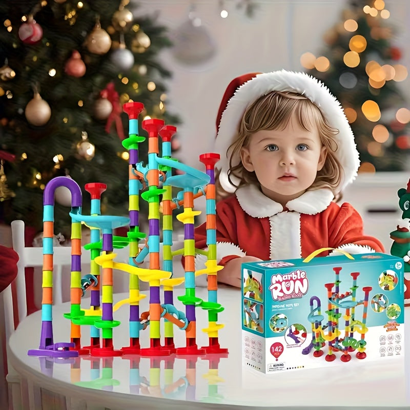 142/197pcs Marble Race Track Toys, Marble Run Set, Construction Building Blocks Game for Kids Birthday STEM Gifts, And Early Cognition, Hand Exercise, Parent-child Interaction, for Christmas Gifts, Best Gift for Holidays, Halloween, Christmas