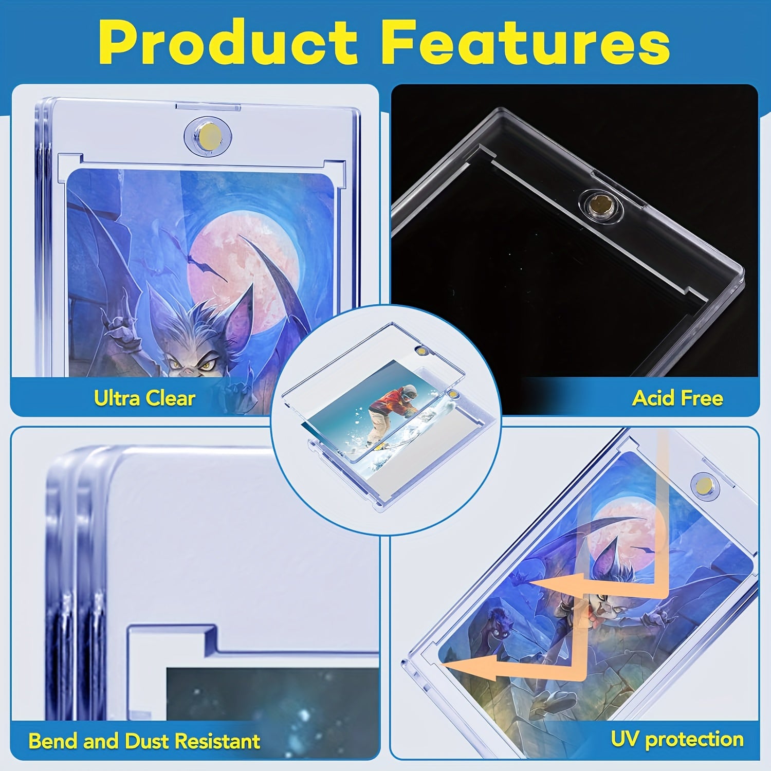 5/30/60pcs 35 Point Magnetic Trading Sports Card Holders One-Touch Hard Case Packs