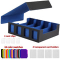 Card Cartridge Display Window, Equipped With 24 Color Cards; Four Card Sleeves; Four Grid Boards, Transaction Card Storage Box, Capable Of Holding Over 1200 Single Set Cards, Strong Magnetic Card Box, Suitable For Gaming Transaction Cards