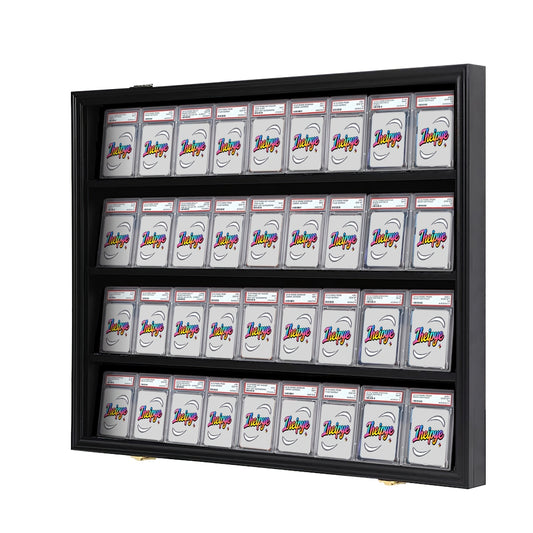 KCRasan 36 Graded Sports Card Display Case - Baseball Card Display Case Lockable - Collection Card Display, Wall Display Frame for Basketball Football Hockey Trading Cards with UV Protection Acrylic