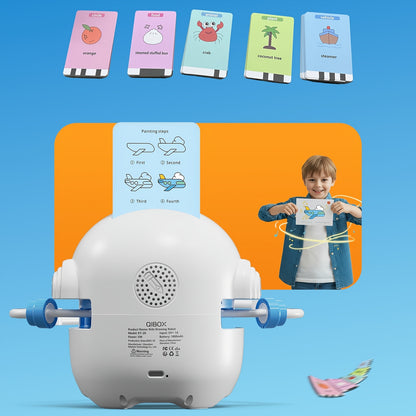 Drawing Robot, Rechargeable Four in Interactive Educational Robot Drawing Machine, with 100 Cards and Color Pens, 3-8-year-old Boys and Girls Birthday and Christmas Learning Toys.