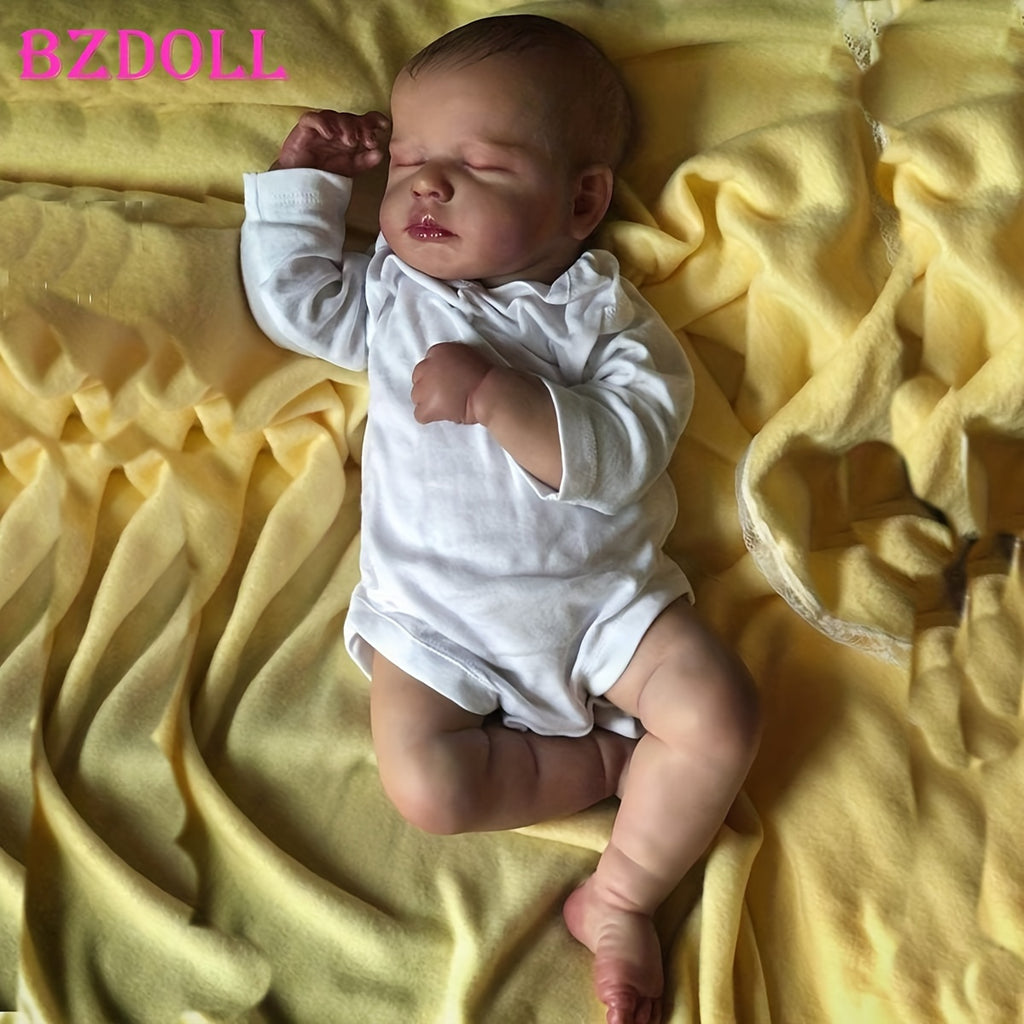 BZDOLL Reborn Baby Doll, Realistic Handmade Newborn Boy Girl, 3D-Painted Light Beige with Veins, Soft Head & Cloth Body, Lifelike Sleeping Doll, Birth Certificate & Outfit Included, 50cm/20", Ideal Gift for Collectors & Parents Present