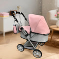 Novocreation Adjustable Height & Foldable for doll Stroller - Light Gray/Pink, 16-20 Inch for dolls, Durable Plastic with Storage Basket & Ergonomic Handle, Ideal Gift for Doll Accessories, for doll Stroller, Playful Design, Sturdy Construction