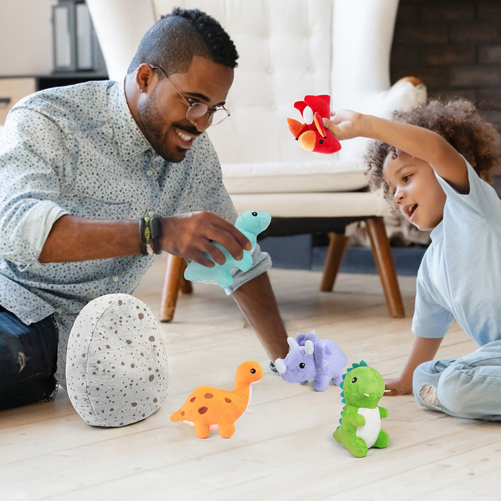 Dinosaur Stuffed Animal, 5 Pack Small Dino Plush Toys and Egg Bag Set, Plushies for Baby Kids Toddlers, Christmas Gift