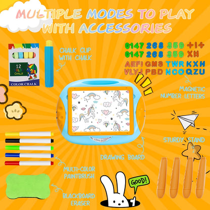 [Portable Toy Gift] Kids Magnetic Drawing Board, Double Sided Doodle Board Toy - with Teaching Supplies And Drawing Additions - Portable, Space Saving Design, Toy Gift for Boys And Girls