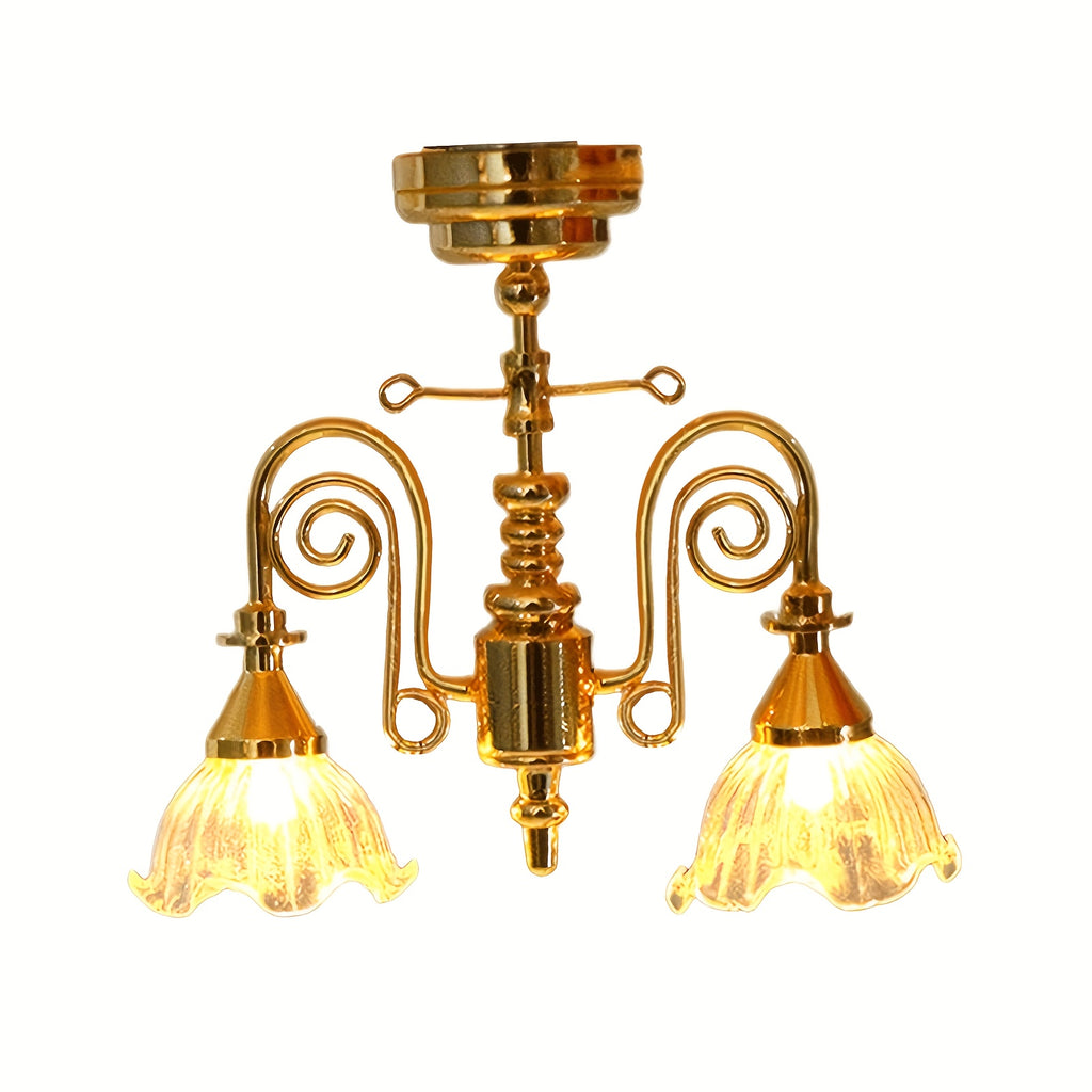 Miniature LED Ceiling Lamp for Dollhouse, Tiny Working Chandelier for Scale Models, Doll House DIY Decoration, Sand Table  Lights, Miniature Luminous Ceiling Lamp
