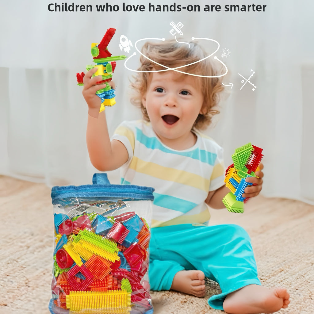 150pcs Hedgehog-Shaped Interlocking Building Block Set - Soft Interlocking Brush Blocks - Ideal Educational Learning Toy for Preschoolers and Children - Perfect Gift for Day, Holidays, and Birthdays