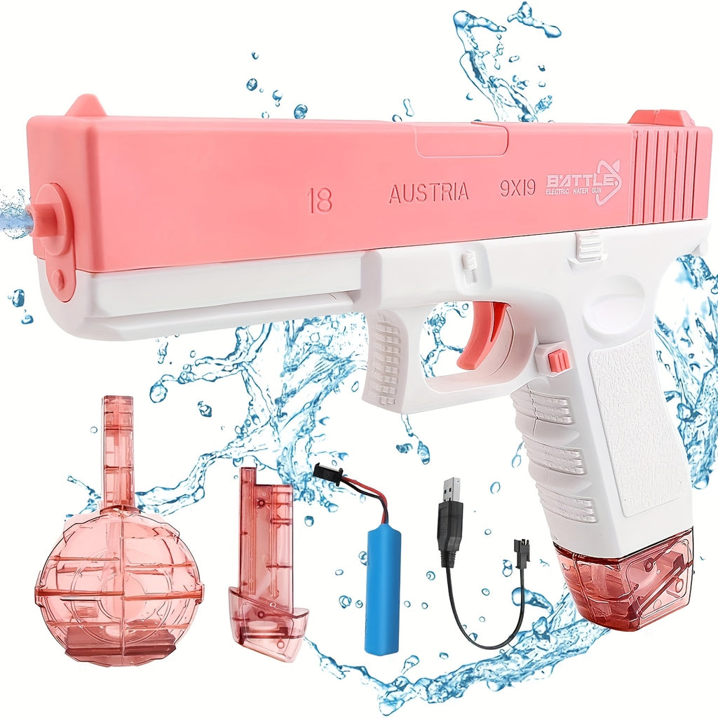 Pink/blue High-capacity Automatic Water Gun - A Long-range, Durable Toy with Dual Magazines And An Ergonomic Grip, Perfect for Summer Swimming Pools And Outdoor Entertainment, A Toy Gun