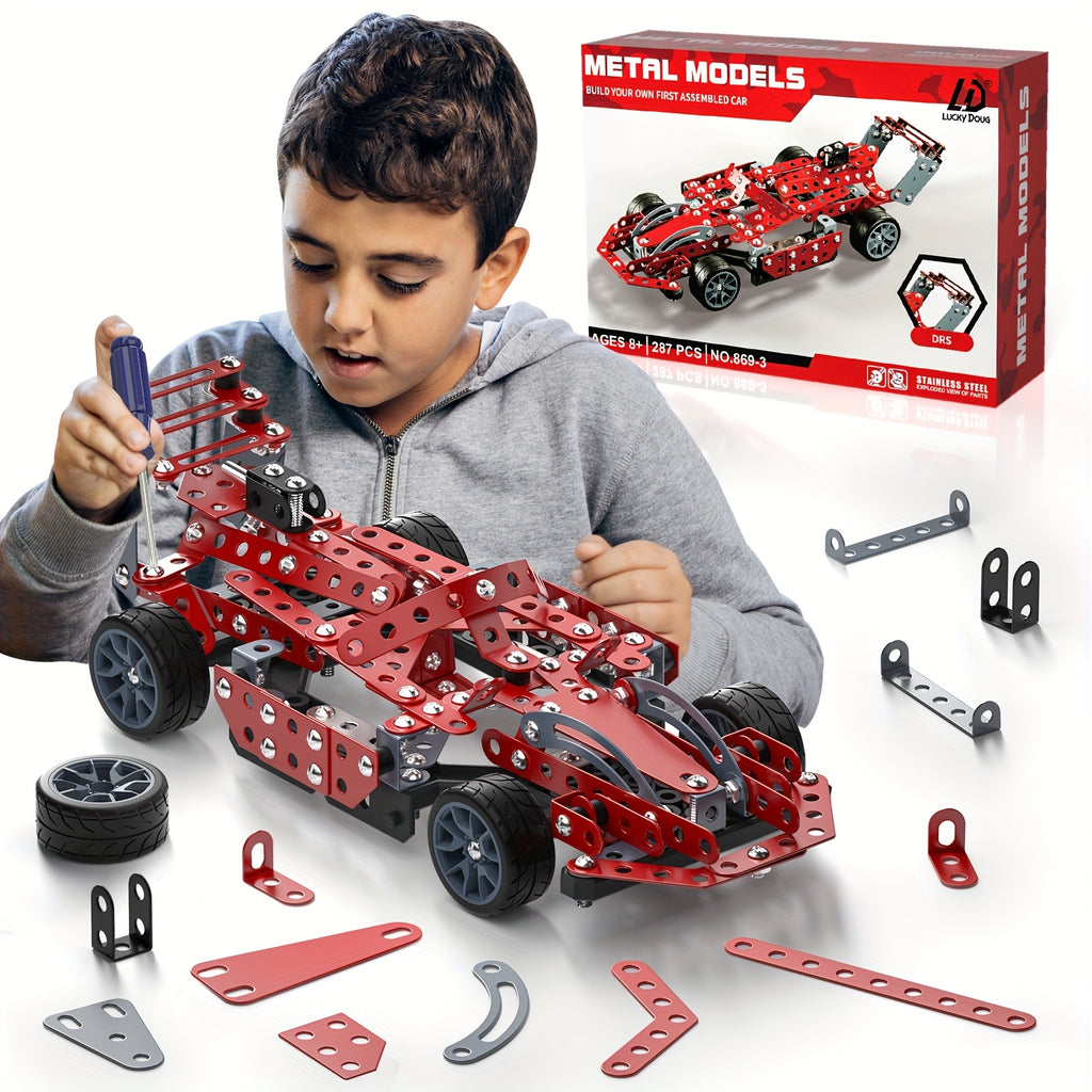 Building Kit Model Car Set - 283/ 287pcs STEM Project Toys for Kids, Assembly Building Vehicle for Boys Gift