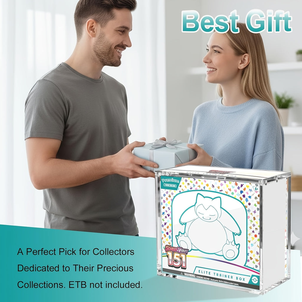 ETB Acrylic Case, 6Mm X 6Mm X 3Mm Thick Clear Acrylic ETB Display Box with Magnetic Lid - ETB Protector Case for Collectors, UV Resistant, Stackable Design