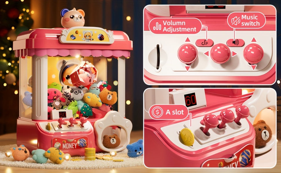 Mini Claw Machine for Kids Toys with Light Music Pink Gift Exercise Hand-Brain Coordination for Children