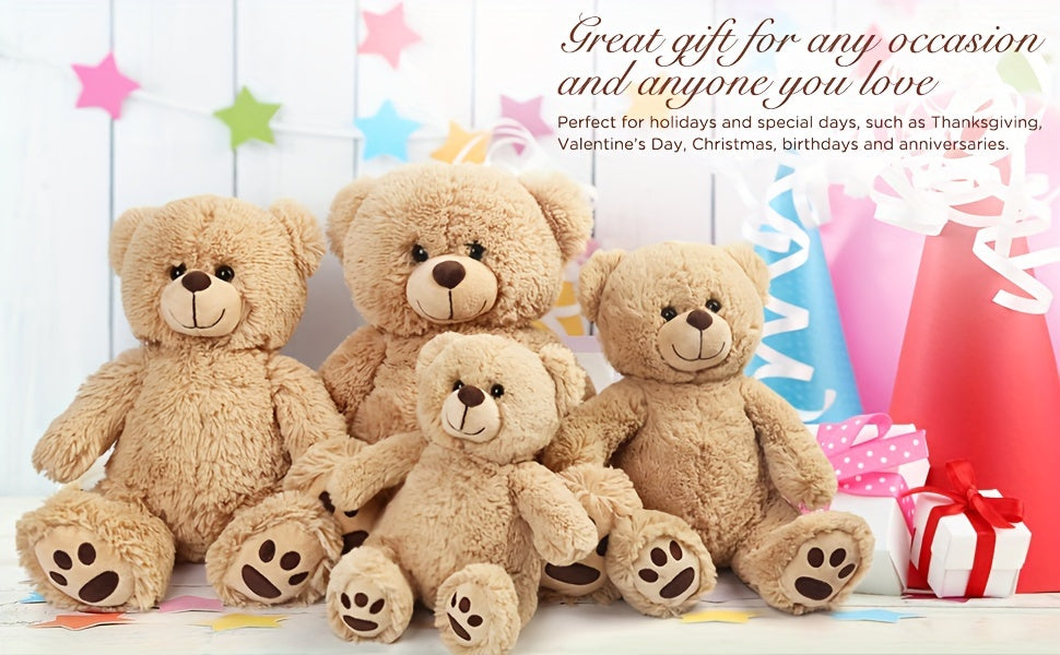 Brown Teddy Bear Stuffed Animals, 12 Inch Cute Plush Teddy Bear Toy, Plushies Gift for Kids, Toddlers, Boys And Girls, Easter Decoration, Children Birthday Gifts, Christmas Gifts