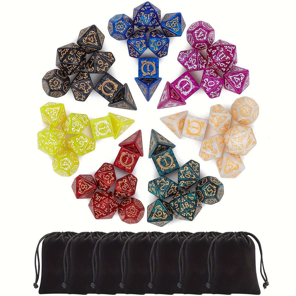 DND Dice Sets - 49pcs Polyhedral Dice, 7 Sets D&D Dice With Pouches, D4 D6 D8 D10 D% D12 D20 Dice For Dungeons And Dragons DND RPG MTG Table Games -  Polyhedral Dice - For Dungeons & Dragons Players & RPG Enthusiasts - Perfect Gift for Halloween, Christma