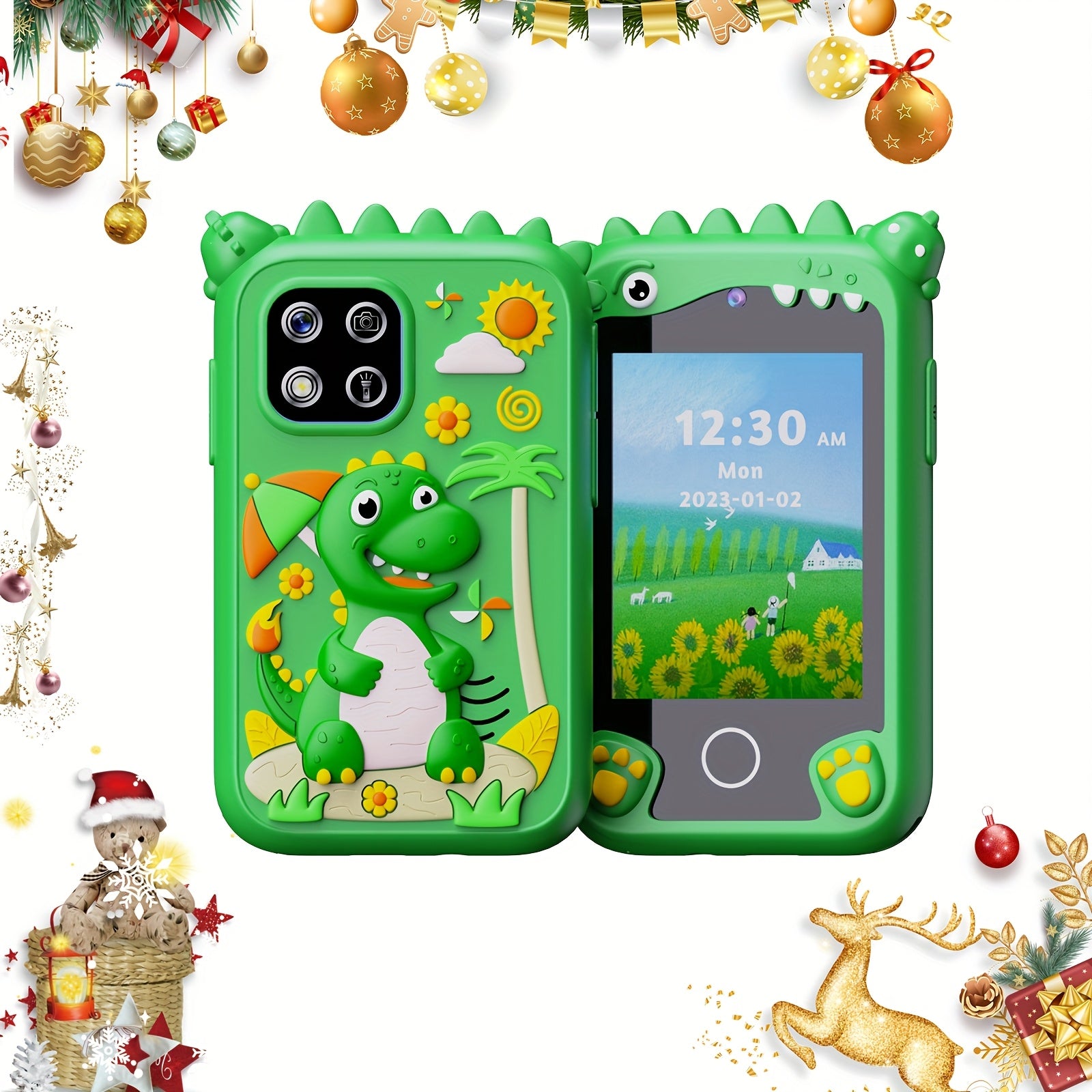 Kids Smart Phone Toys, Touchscreen HD Dual Camera Cell Phone for Kids, Dinosaur Kids Toy Phone Play Phone Toy for Boys Girls 3+, Travel Toy with 8GB SD Card, Birthday Easter Halloween Christmas Gift