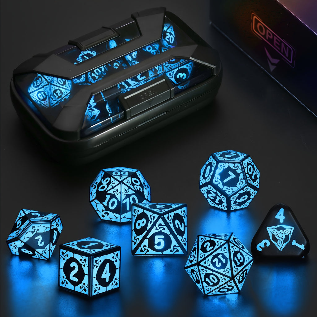 LED Dice with Charging Box, 7pcs Colorful Light Up Dice Polyhedral Dice Set, Ideal Halloween, Christmas, Birthday Gifts (Colorful)