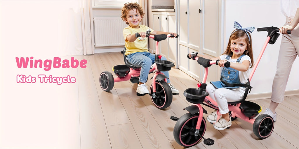 Tricycles For 18 - 60 Months, Toddler Bike, Birthday Gift And Toy For Boys And Girls, Toddler Tricycle With Parent Push Handle, Trike With Backrest And Safety Belt, Pink, For Day
