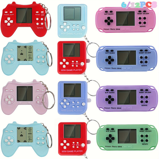 MEZHOBBY 6pcs/12pcs Video Game Party Favors: Video Game Keychain, Multi Colors Gamer Party Supplies, Video Game Party Decor, Gift Ideal for Kid Easter Basket Stuffers for Kids Fidget Toys