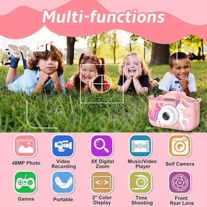 Children's Cartoon Camera Toy, 1080P High-definition Video, 6 Photo Modes, 32G Memory, Perfect Gift for 3-12 Year Old Children's Birthdays, Holidays, And Christmas.