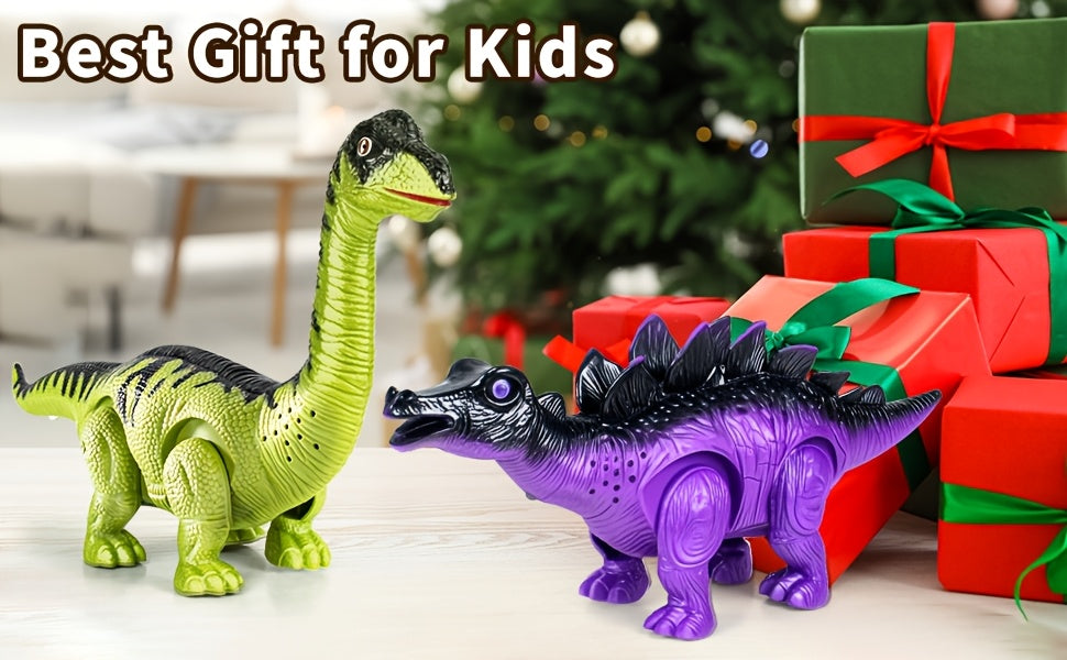 3pcs Electric Dinosaur Toy with Sound Light and Walking Effect, Boy Children's Toy Gift, Suitable for Children Aged 3 4 5 6 7, Interactive Movable Dinosaur Toy Set
