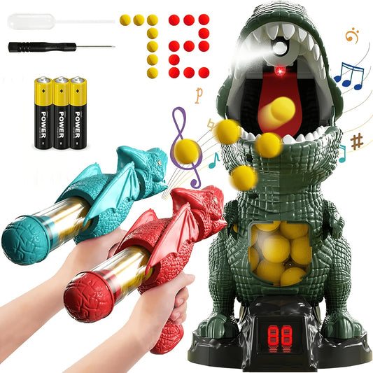 BZX Dinosaur Shooting Toy, Dinosaur Toys for Kids, 2 Air Pump Guns And 72 Foam Bullets, Hand-Eye Coordination Exercise Toy Gun, Kids Toys for 3, 4, 5, 6, 7, 8, 9 Year Olds, Easter Gifts for Kids