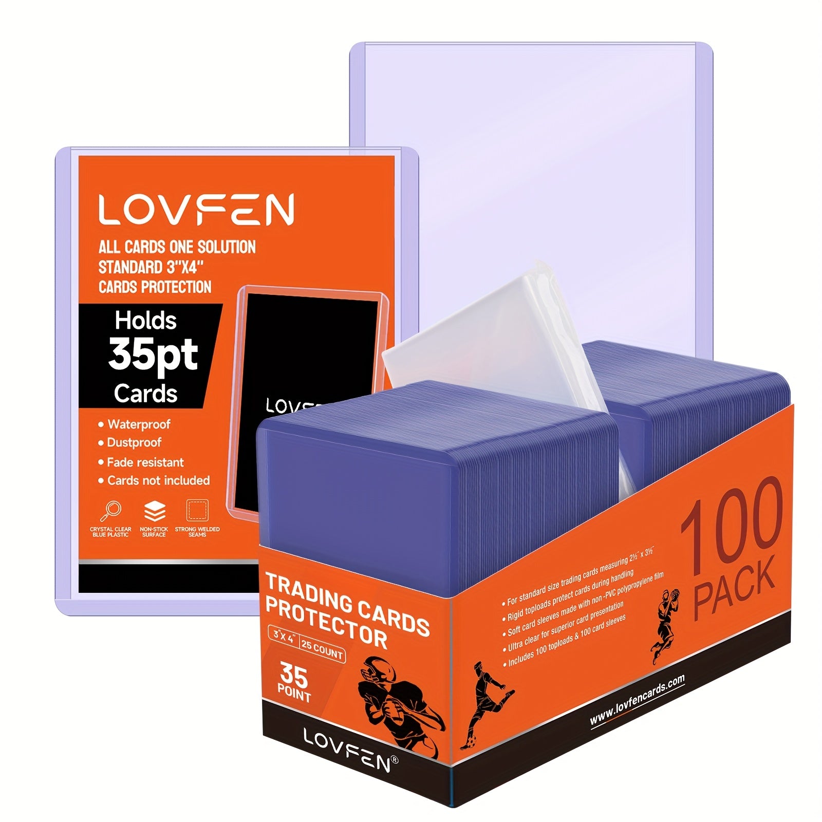 200CT LOVFEN Hard Plastic Top-Load Card Sleeves Suitable for Cards - Heavy-Duty Baseball & Football Trading Card Protectors, 3"x4" (100 Top Loads + 100 Soft Sleeves) - Ideal for Card Collectors, Gift for Hobbyists