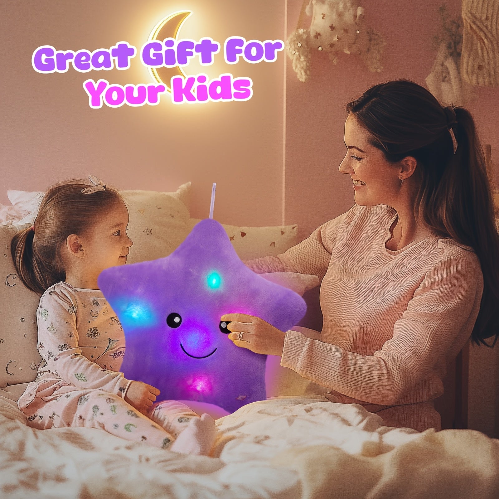 Musical Glowing Purple Star Plush Toy With Music - Soft Starlight Night Light, Melodic Plushie For Kids Bedrooms & Birthday Parties, Cute LED Stuffed Animal Gift For Children And Couples, Baby Shower, Perfect Graduation Season Present Choice