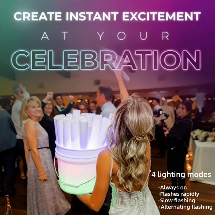 38/60/120-Count White Foam Glow Sticks, Flashing Light Sticks for Party Decorations, Suitable for Christmas, Weddings, Birthday Concerts, Festivals, Halloween, Carnival Parties, As Well As Glow Sticks for Outdoor Camping Lighting, Easter Decorations