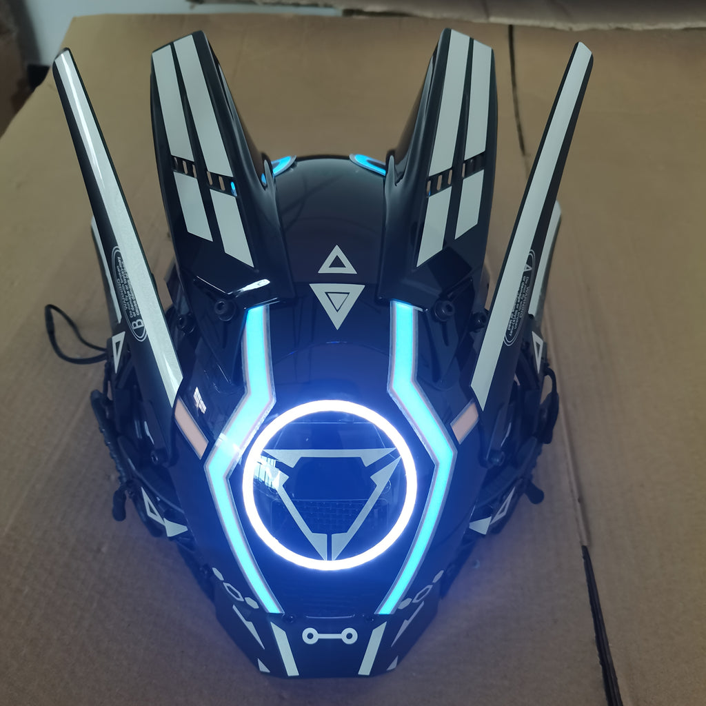 Punk Mask, Unisex LED Luminous Mask Round Light Mechanical Role Playing Props Gift Music Festival Halloween Christmas Cosplay Mask