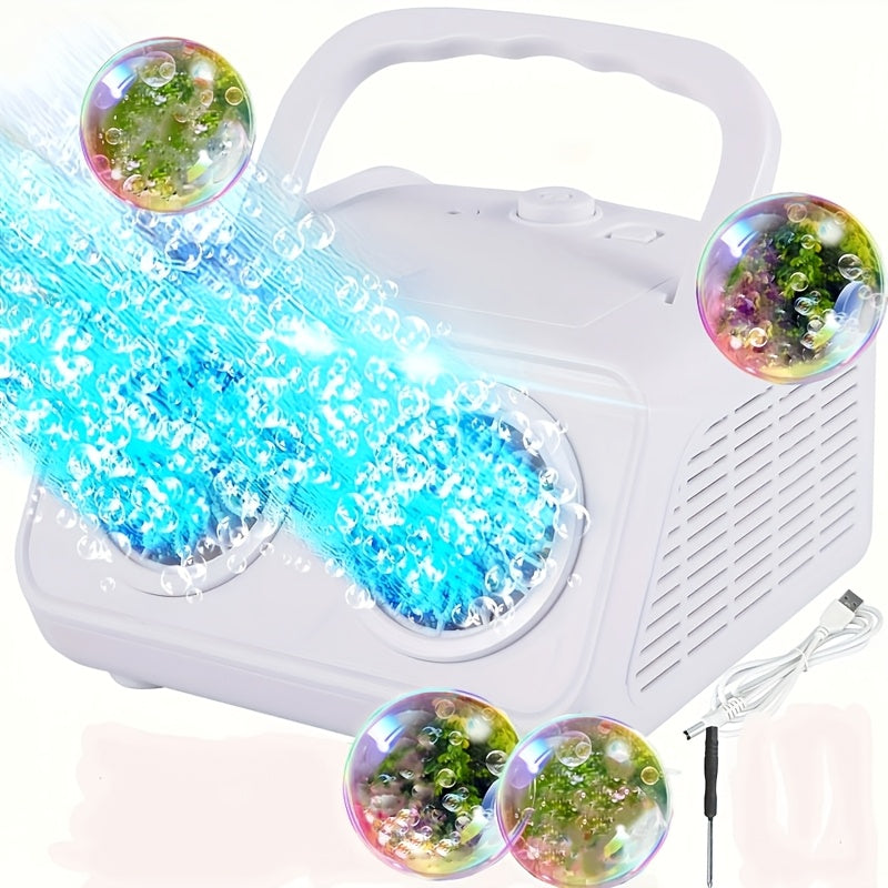 [Double Fan Bubble Machine] 1/ 2 Sets - Party Essential, Atmosphere Bubble Machine, Indoor and Outdoor Children's Toys, Wedding, Birthday, Halloween and Christmas Gifts (excluding Batteries and Foam Liquid), Activities and Entertainment