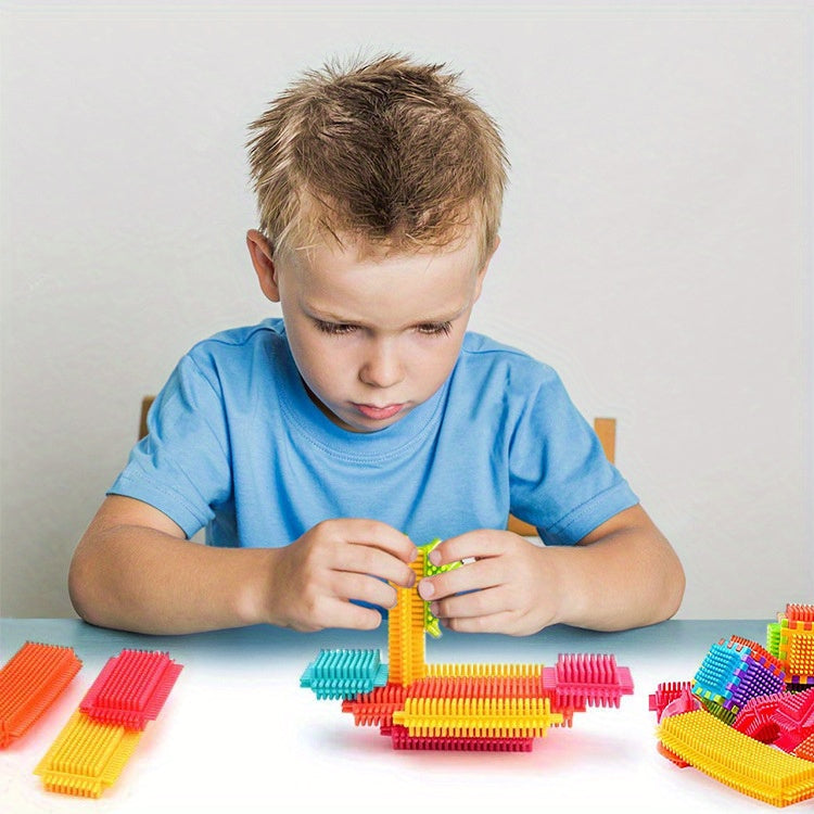 150pcs Hedgehog-Shaped Interlocking Building Block Set - Soft Interlocking Brush Blocks - Ideal Educational Learning Toy for Preschoolers and Children - Perfect Gift for Day, Holidays, and Birthdays