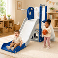 Toddler Slide Kids Climber Slides Baby Slider for Toddler, L Shaped Indoor Outdoor Playground Playset with Basketball Hoop, Storage, Telescope Toy Easy Assembly Gift for Boys And Girls