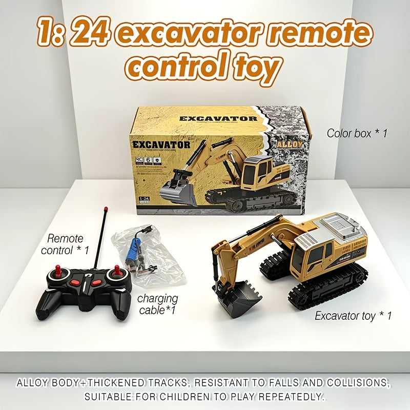 Remote Control Excavator, Bulldozer, Dump Truck, Loading Truck, Toy Set, Single Or Multiple Combination Set, Boys' Model, 1200mAh Remote Control Excavator Toy With Metal Shovel And Light, Suitable For Boys Over 6 Years Old