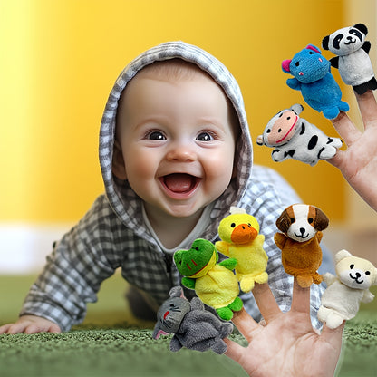 1 Set Soft Plush Animal Finger Puppets with Expressive Eyes, Nose & Mouth - Multi-Color Options (Pink, Blue, Grey, White, Yellow, Green, Red, Black, Beige) - Mini Plush Figures with Fluffy Ears & Posable Arms for Kids Puppet Shows, Birthday Party Favors,